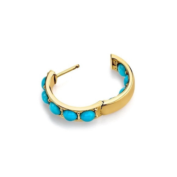 Addilyn Gold & Turquoise Beaded Hoop Earrings - Picture 5 of 7
